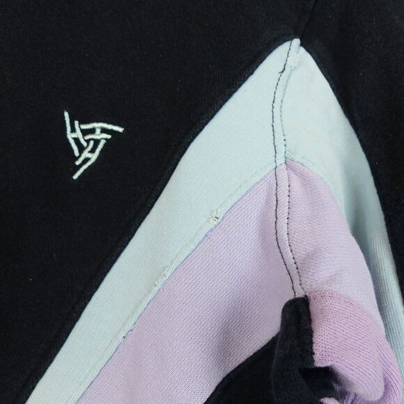 Hypland Sweatshirt Mens S Black Pastel Color Block Panels Pockets Crewneck 90s - Picture 8 of 15